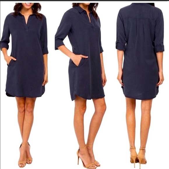 KUT from the kloth print long sleeved shirt dress with v neck and pockets - Picture 1 of 12